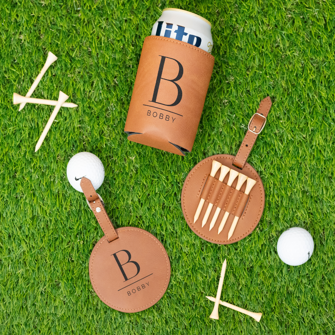 Golf Tee Holder & Koozie Set
