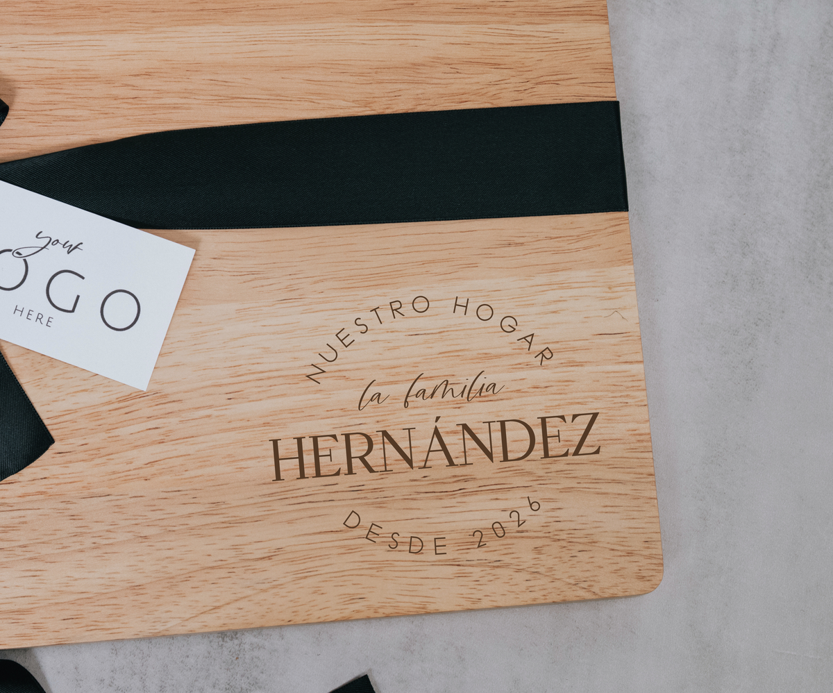 Custom engraved Latino homebuyer closing gift with family name