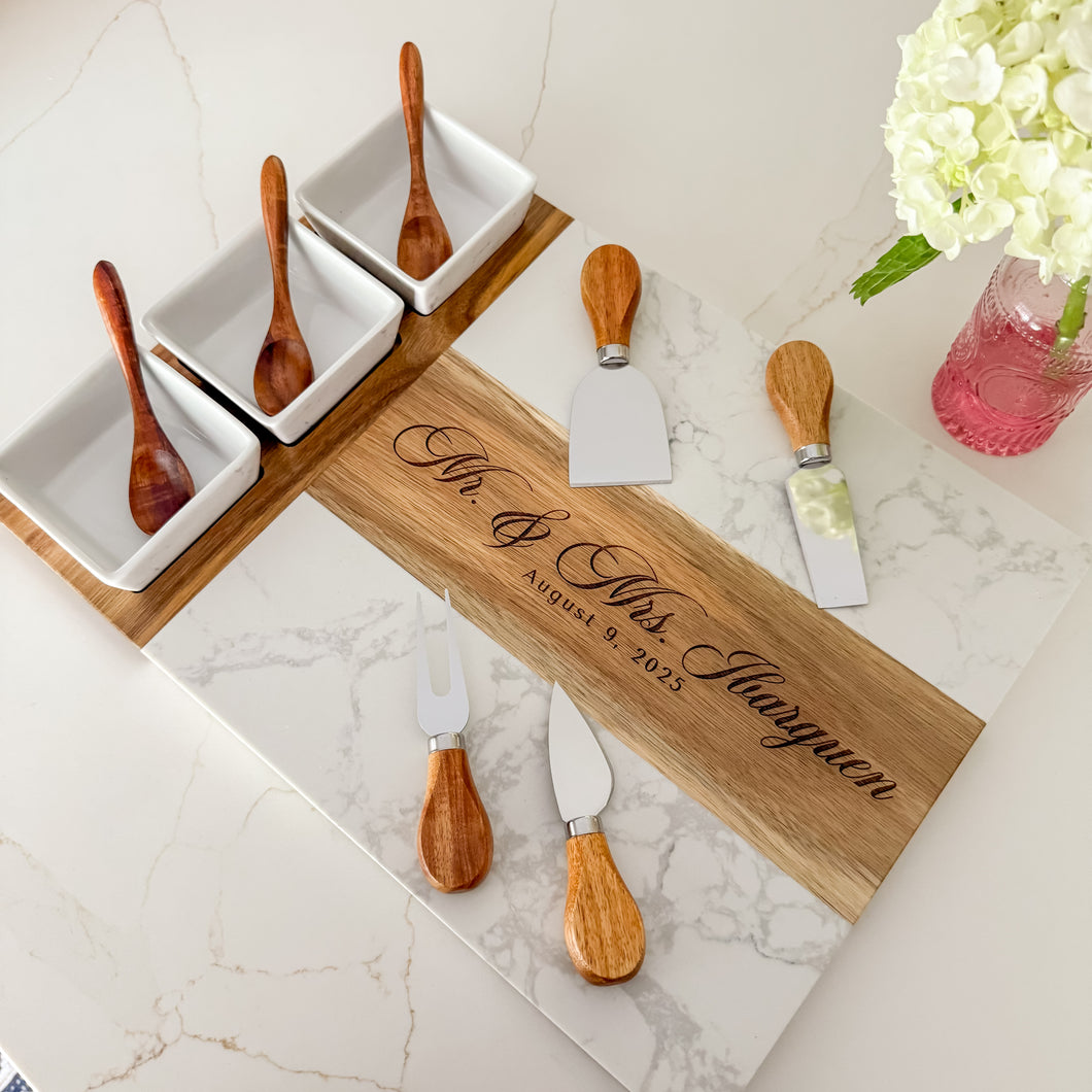 Personalized Marble Charcuterie Board & Serving Set