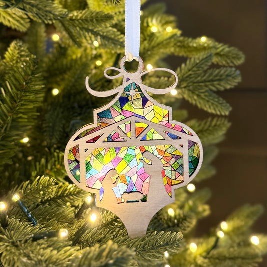 Nativity Stained Glass Ornament