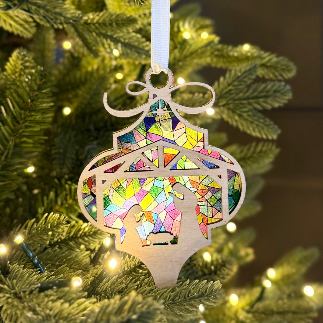 Nativity Stained Glass Ornament
