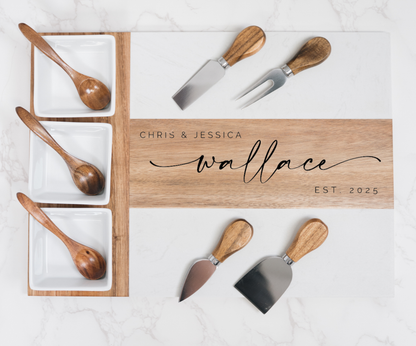 Personalized Marble Charcuterie Board & Serving Set