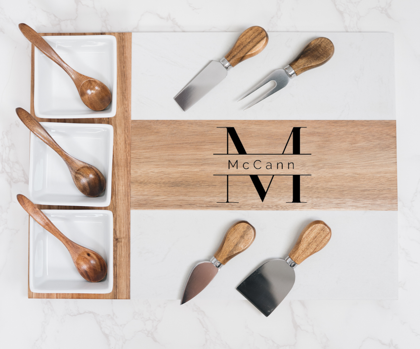 Personalized Marble Charcuterie Board & Serving Set