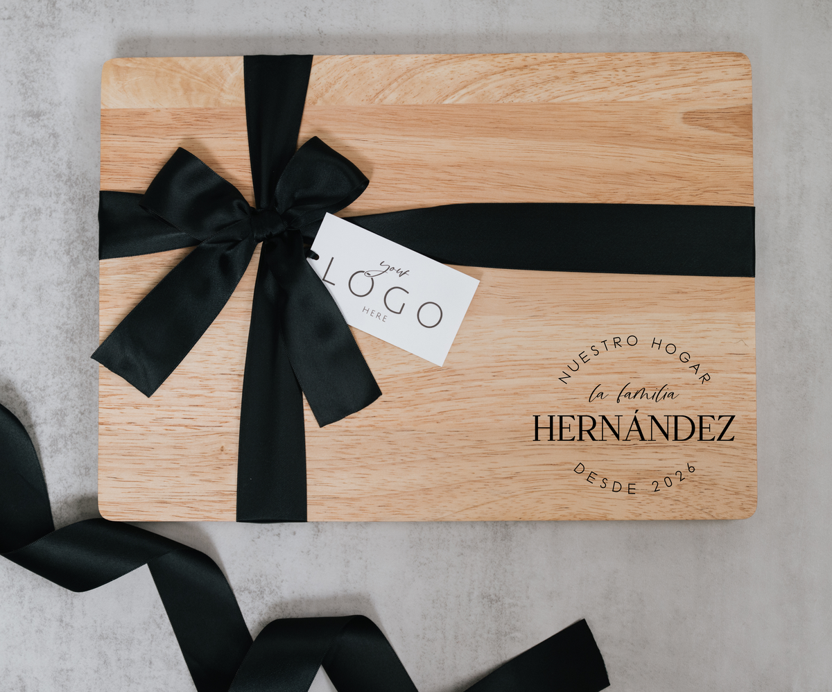 Personalized Latino homebuyer closing gift family serving board