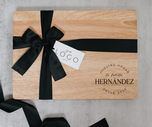 Personalized Latino homebuyer closing gift family serving board