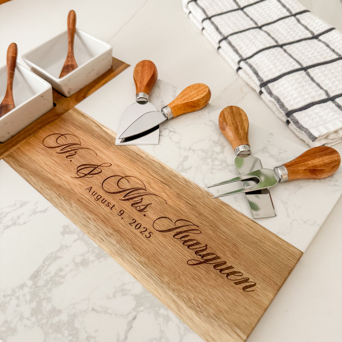 Personalized Marble Charcuterie Board & Serving Set