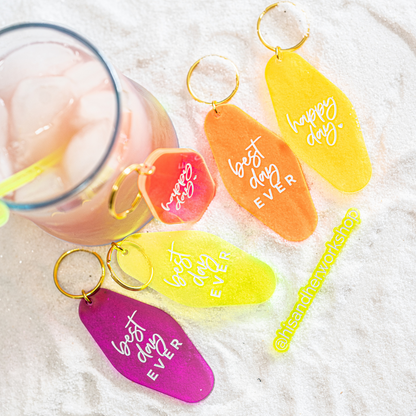 Neon Best Day Ever Keychain