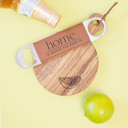 Lime Cutting Board with Beer Bottle Opener for Home Bar