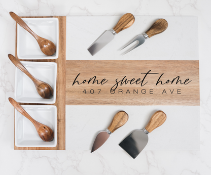 Personalized Marble Charcuterie Board & Serving Set