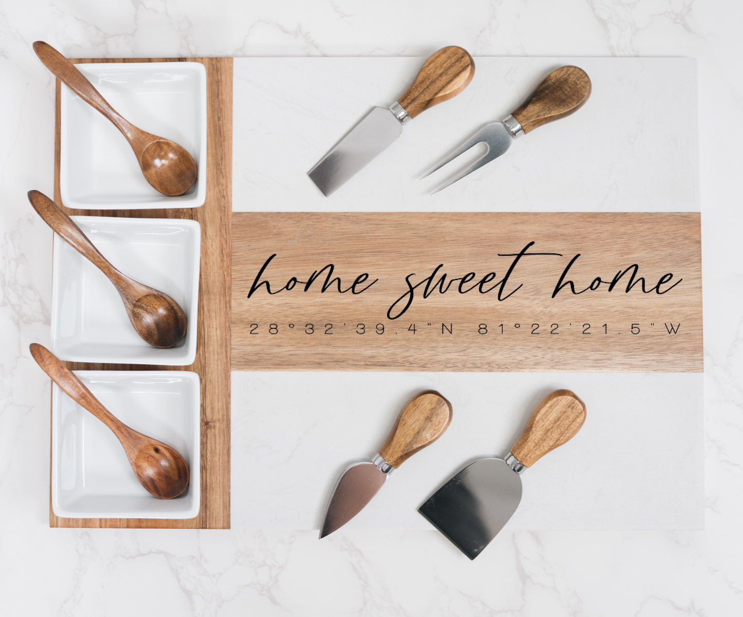 Personalized Marble Charcuterie Board & Serving Set