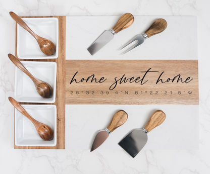 Personalized Marble Charcuterie Board & Serving Set