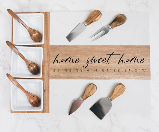 Personalized Marble Charcuterie Board & Serving Set