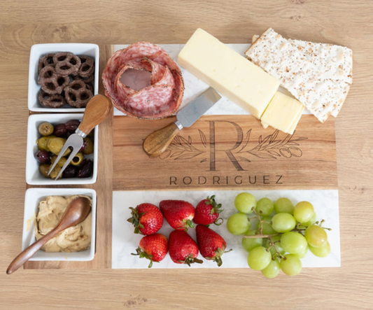 Personalized Marble Charcuterie Board & Serving Set