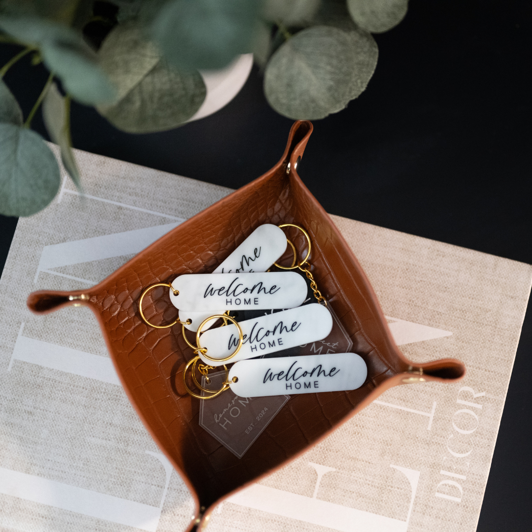 marble welcome home keychain