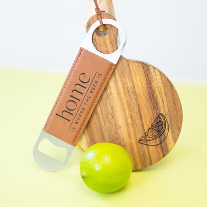 Lime Cutting Board with Beer Bottle Opener for Home Bar