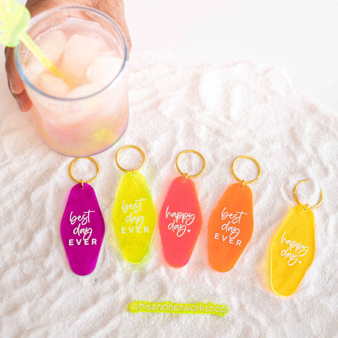 Neon Best Day Ever Keychain