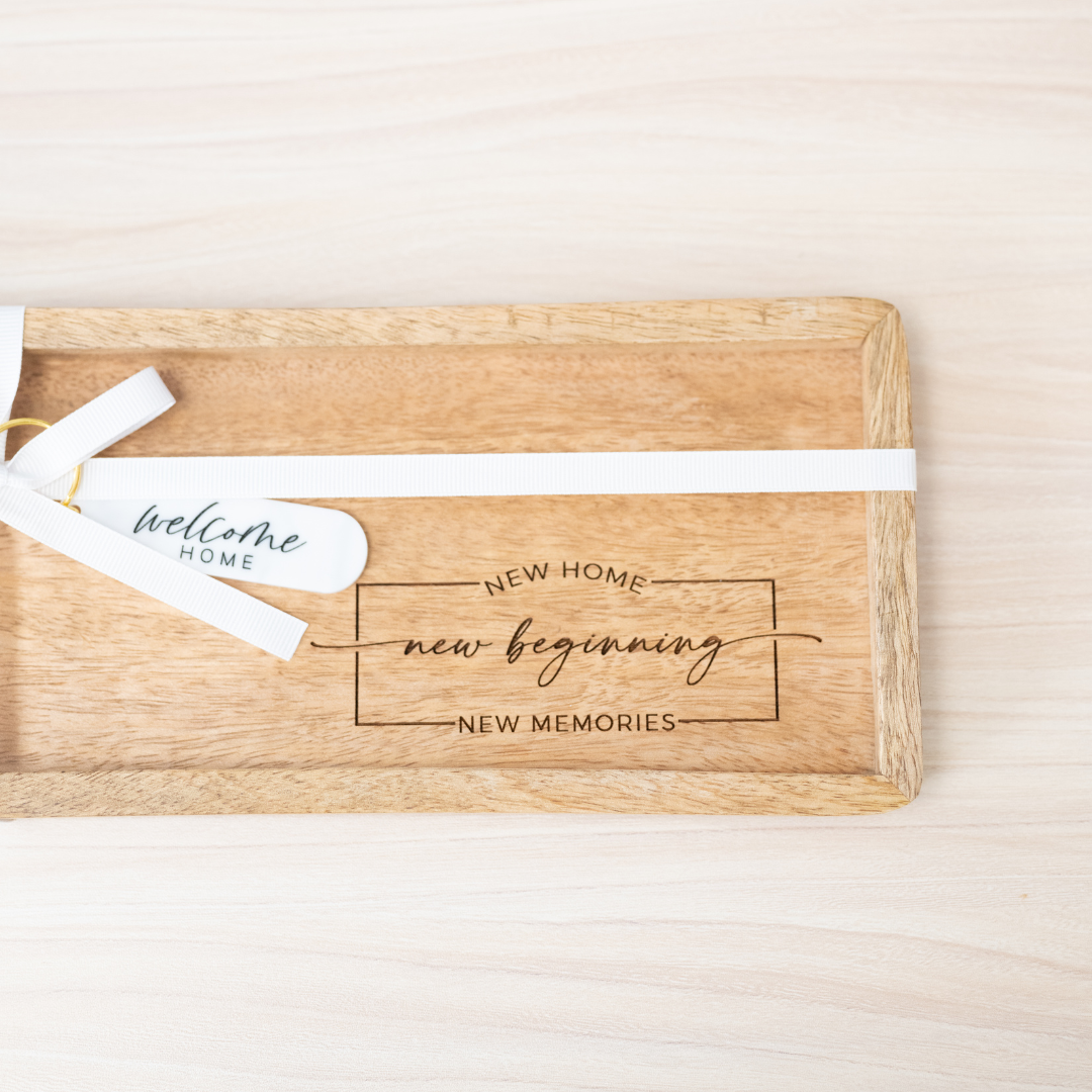 New Home, Beginnings, Memories Valet Tray Set With Keychain