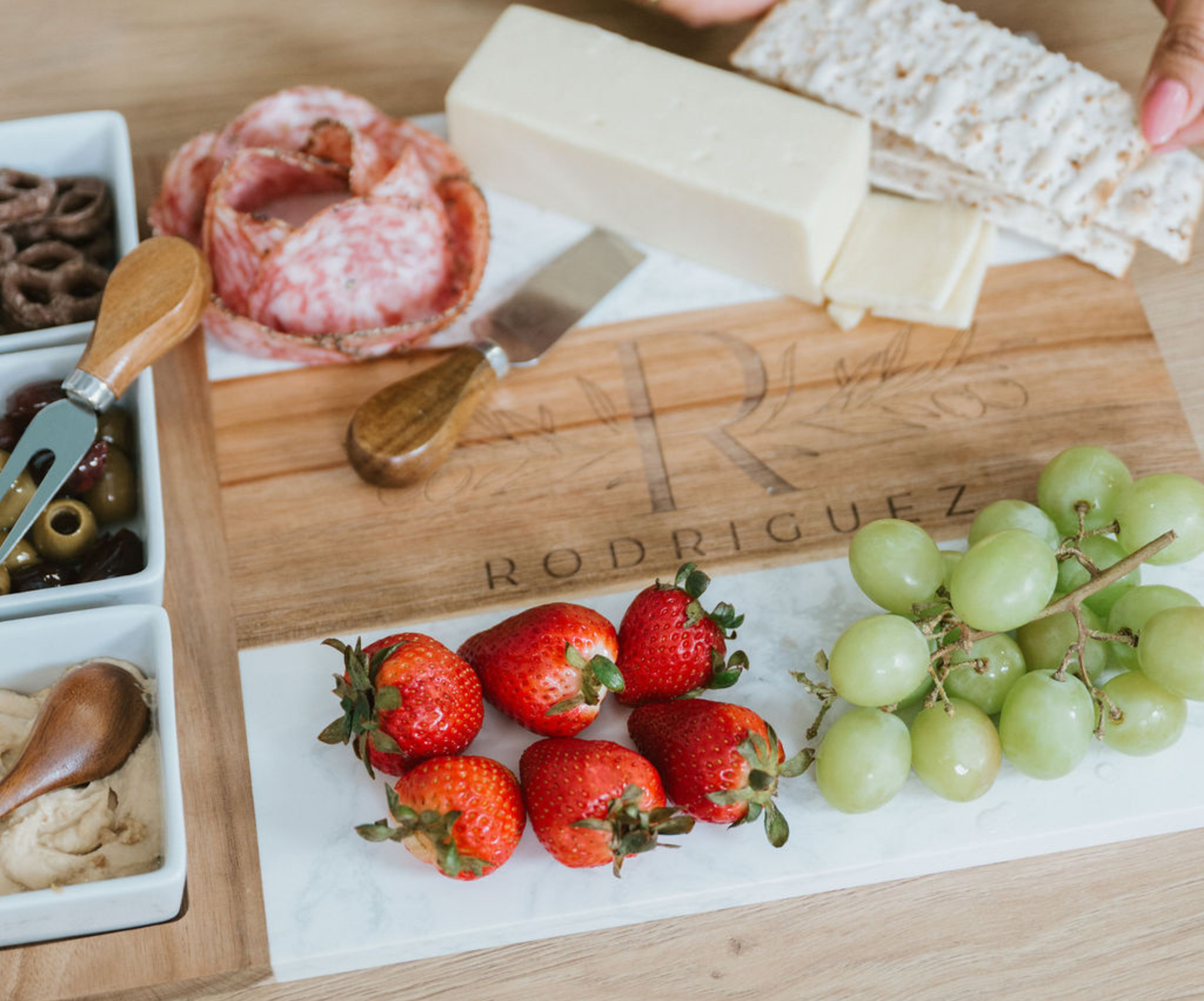 Personalized Marble Charcuterie Board & Serving Set