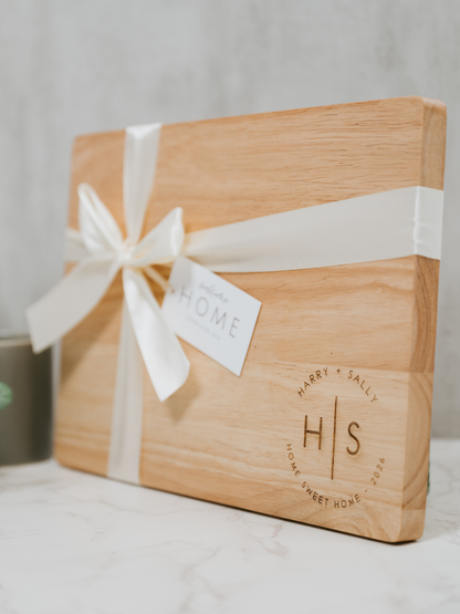 Personalized Closing Gift Cutting Board | Custom Realtor Client Gift | Rubber Wood Board