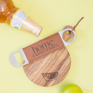 Lime Cutting Board with Beer Bottle Opener for Home Bar