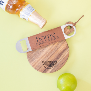 Lime Cutting Board with Beer Bottle Opener for Home Bar