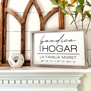 Bendice Este Hogar Coordinates Sign