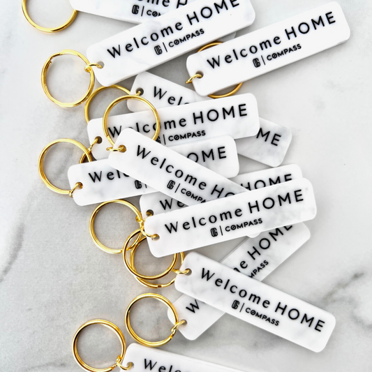 Compass Marble Keychain