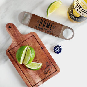 Lime Cutting Board with Beer Bottle Opener for Home Bar