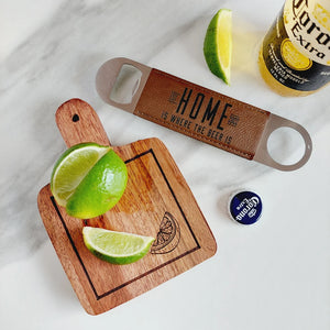Lime Cutting Board with Beer Bottle Opener for Home Bar