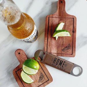 Lime Cutting Board with Beer Bottle Opener for Home Bar