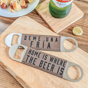 Engraved Faux Leather Bottle Opener